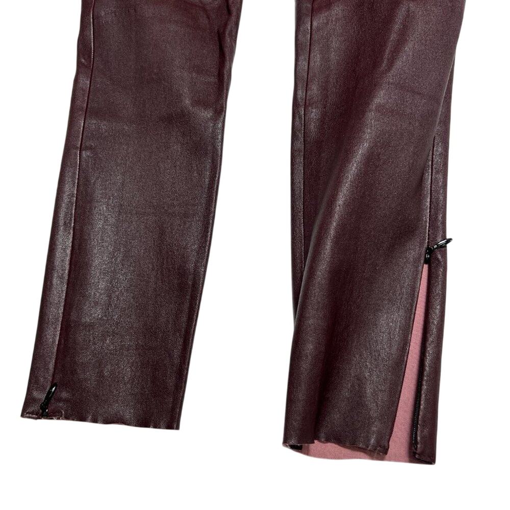 Mackage Lamb Leather Skinny Pants Size 8 Maroon Stretch Zip Luxe Leggings CANADA - Picture 9 of 13